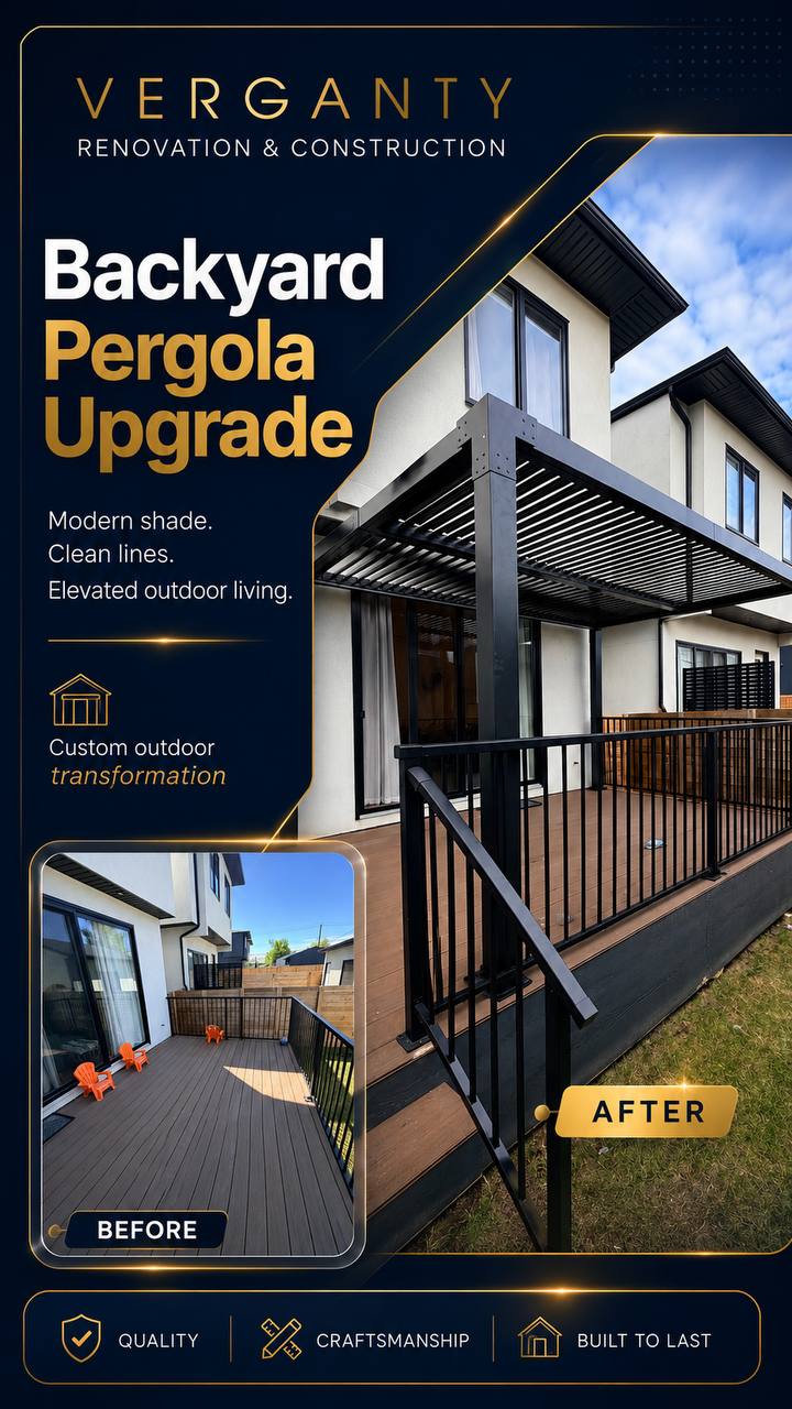 Backyard pergola upgrade before and after