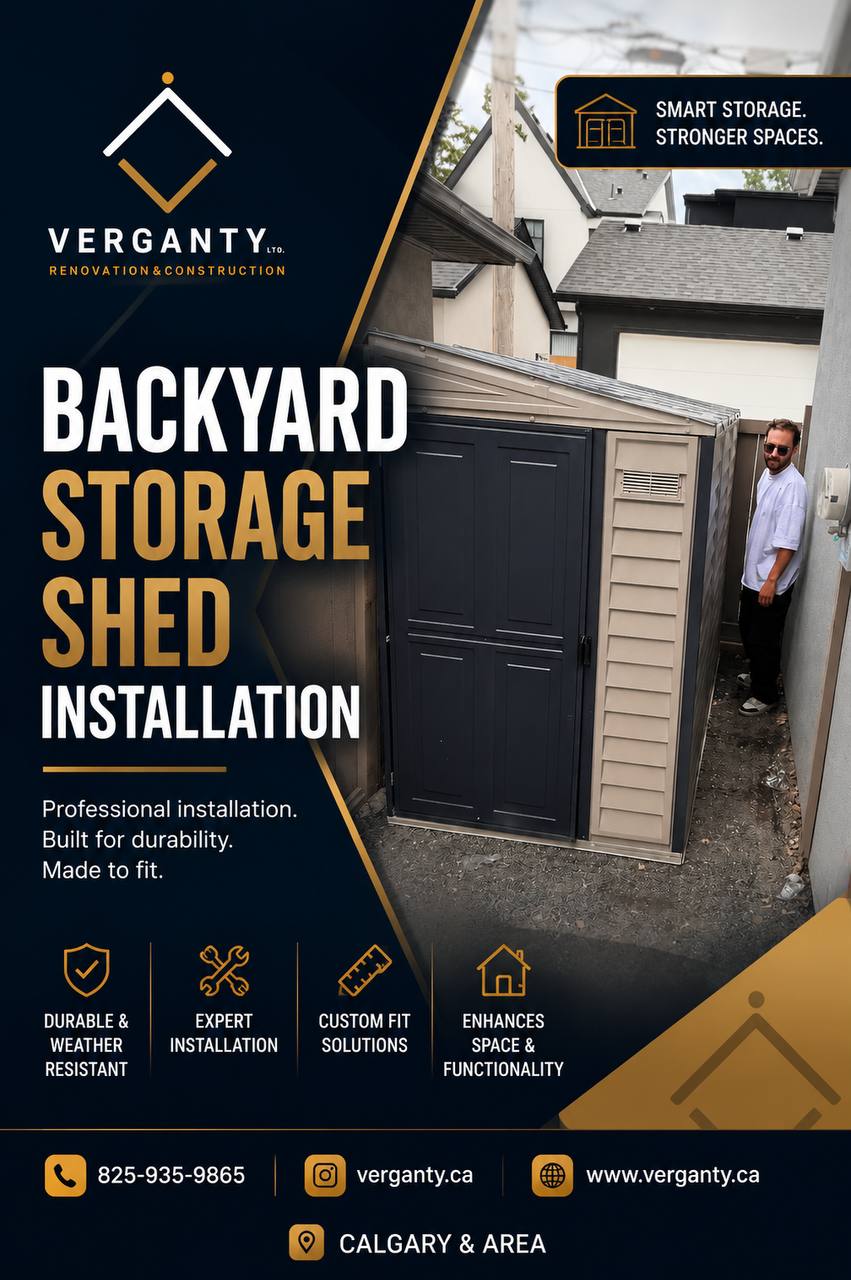 Backyard storage shed installation