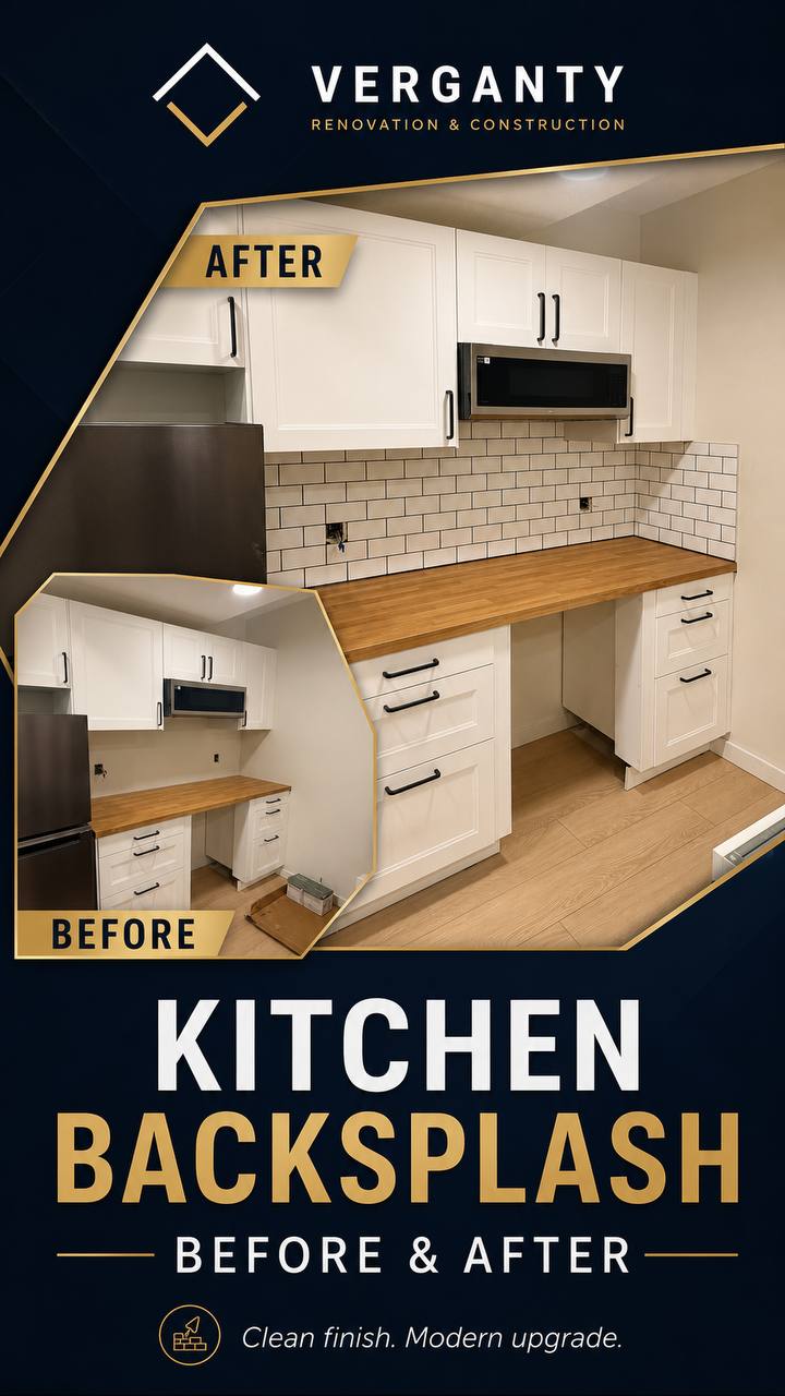 Kitchen backsplash before and after